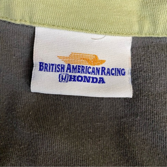 Lucky Strike BAR Honda F1 Team Men's Polo T-shirt Zip Closure Grey/Green size M - Picture 3 of 9